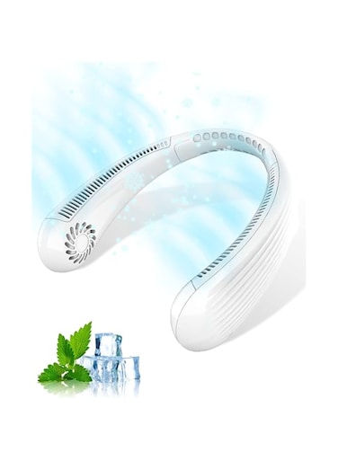 Neck Fan Portable Bladeless Neck Fan Ideal for Personal Fan 3 Speed Bladeless Fan Cools Quietly Adjustable Angle, Hands-Free Neck Fan for Outdoor and Indoor Use Rechargeable 62 Wraparound Air Outlets