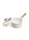 1.9 Litre Ceramic Nonstick Saucepan with Dual-Size Strainer Lid, PFAS-Free Healthy Cooking, Ergonomic Wood-Like Handle, Full-Spray Base, All-Stovetop Compatible, Dishwasher Safe (Cream)