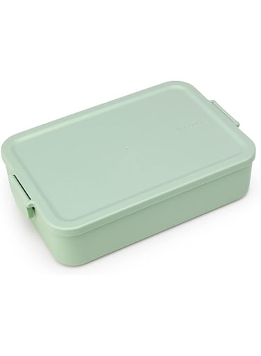 Brabantia - Make &amp; Take Lunch Box - Large - Room for up to 4 Sandwiches - Lid with Clips - Suitable for Freezer - Dishwasher &amp; Microwave Safe - Jade Green - 25.5 x 16.7 x 6 cm
