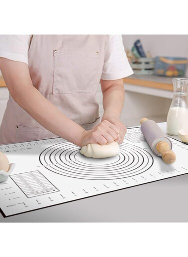 Baking Mat Silicone Pastry Mat Non Slip with Measurement Fondant Mat, KASTWAVE Counter Mat, Dough Rolling Mat, Oven Liner, Pie Crust Mat-black Strongly Adhesive and Glass Fiber 16''(W) 24''(L)
