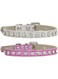 Doogle Cat collar PU leather rhinestone cute pet collar adjustable, suitable for small cats and dogs collar (Pack of 2) (Silver+Pink, XS)