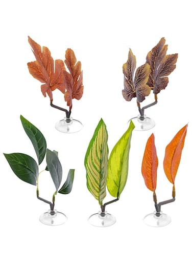 5pcs Betta Bead Leaf Hammock, Betta Fish Leaf Pad With Suction Cup, Underwater Landscape For Fish Tanks, Plastic Artificial Aquarium Plant Leaves Decorations For Resting Simulating Habitat
