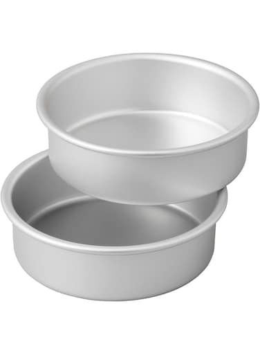 Inch Cake Tin Set of 2, Deep Cake Tins Stainless Steel Round Baking Pans, Layer Cake Mould Ideal for Wedding Birthday Christmas Tall Cakes, One Piece Design &amp; Mirror Finished, Dishwasher Safe