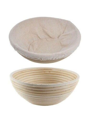 SYOSI Bread Proofing Basket Round Sourdough Proofing Basket Bread Proofing Bowls for Rising and Baking Dough Proofing Rising Rattan Basket and Linen Liner Cloth for Home Bakers 23 * 8CM
