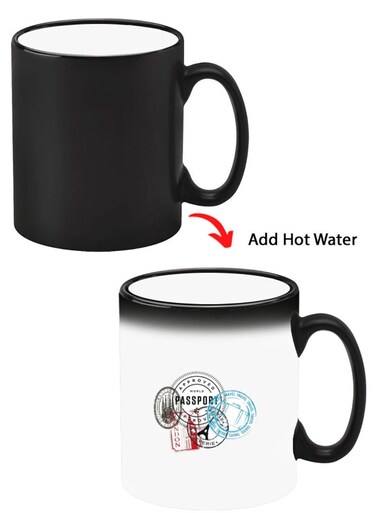 Color Changing Heat Sensitive Ceramic Mug, Image Revealed When HOT Liquid is Added! Stamps