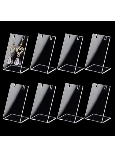 PH PandaHall 10pcs Acrylic Earring Holder Single Pair L-Shape Jewelry Displays Stand Earring Organizer for Jewelry Dangling Slant Back Display Props Show Retail Store Marketing 1.3x1.7x3 Inch