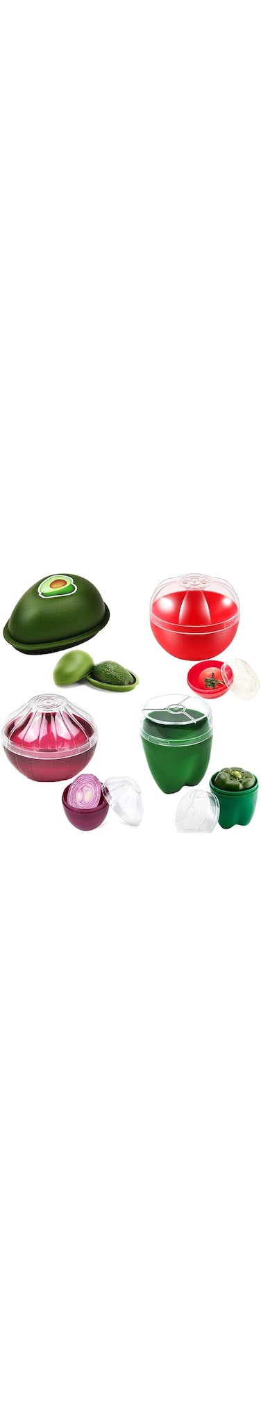 YEVTAHT 4 Pieces Fruit and Vegetable Storage Containers for Fridge, Onion Holder Storage Avocado Green Pepper Tomato and Onion Keeper/Saver/Holder, Makes Food Stays Fresh Longer
