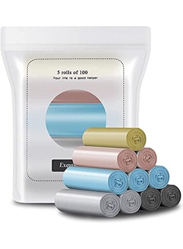 Disposable Garbage Bags with Handles - Durable &amp; Leak-Resistant Trash Bags for Home &amp; Office Use (100 Bags Total)