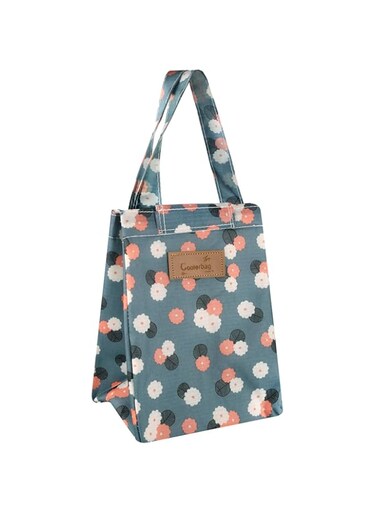 Cute Insulated Lunch Bags for Women Durable Small Lunch Box Organizer for Teen Girls Collapsible Bento Lunch Tote Bag for School Work Office (Small Flower - Blue)