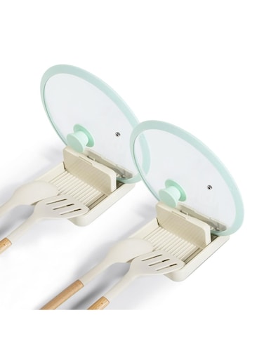 2 Pack Spoon Rest with Pot Lid Holder&iuml;&frac14;&OElig;Spoon Ladle Holder for Kitchen Counter