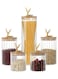 Glass Jars with Deer Bamboo Lids, Home decoration, Tea Can, Milk powder, Sugar, Dry fruits, Candy, Rice, Cookie, Pasta, Cereal Beans, Food Jar with Sealing Lid Pack of 5,
