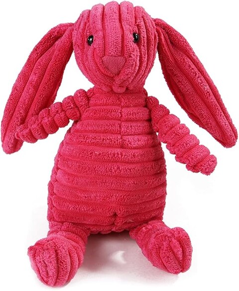 NeoStyle Dog Toys,Plush Corduroy Durable Dog Toy,Squeaky Plush Toys,Puzzle Toy for Dogs,Molar Training Toy,Funny Chew Durable Interactive Cotton Toys,Large Dog Teething Toys (Pink Bunny)