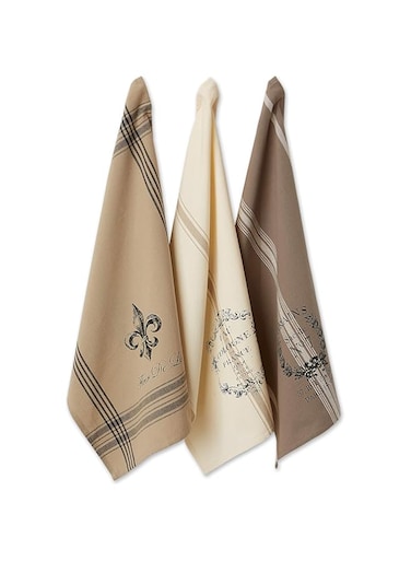 DII Cotton French Jacquard Dish Towels, Set of 3, Decorative Tea Towels for Everyday Kitchen Cooking and Baking-French Macaroons