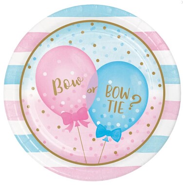Gender Reveal Balloons Dinner Plates 8.75" 8Ct