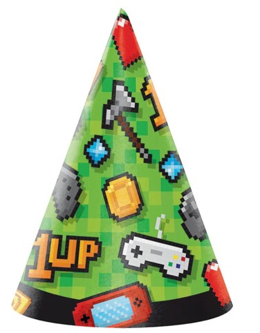 Gaming Party Hat Child Size 15.9cm x 10.79cm 8CT