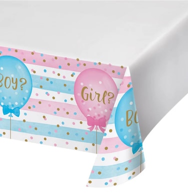 Gender Reveal Balloons Plastic Tablecover 54"x102" 1Ct
