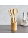 Box Bamboo Kitchen Tool 4-Piece Set with Holder 7.3x16.5x7.3 cm