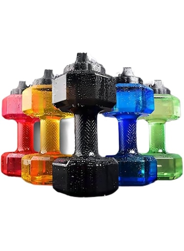 Jumigra Upgrade Dumbbell Shaped Water Bottle   Big Capacity 75 Oz (2.2 L)  BPA Free   Flip Top Leak Proof lid   5 Colors(Black)