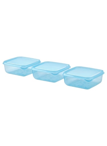 Food Container with Lid Blue 0.6 l 3 Pack