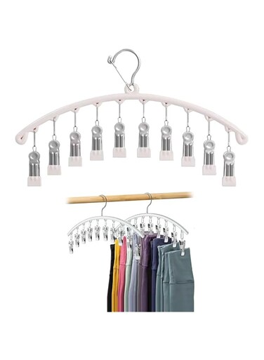 SYOSI 2 Pcs Legging Hangers, Pants Hanger for Closet with 10 Clips and Rubber Coated, Closet Organizer for Leggings/Jeans/Casual Trousers/Dress Pants/Shorts, Saving Space