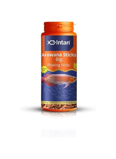 Intan Growel Arowana Sticks (Big 3.2X9.5Mm Floating) 110Gm-Highly Nutritious Ornamental Fish Food for Arowanas, Large Cichlids Like Peacock Bass &amp; Oscars for All Life Stages