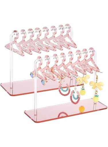 KASTWAVE Acrylic Earring Display Stand Set for Retail and Personal Use Stylish Organizer for Dangle Earrings 2.3x4.6x5.9 Inches