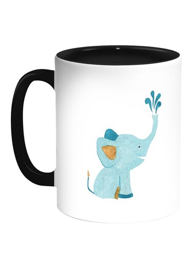 Elephant Printed Coffee Mug White/Black