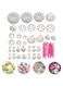 MAKINGTEC Flower Cutters for Sugarcraft, Cake Decorating Tools Fondant Cutters, Rose Flower Alphanumeric Characters Moulds Set for Fondant Almond Sugar Syrup Biscuits Chocolate(47pcs)