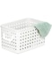 Inochi Tokyo Multi Purpose Storage Basket with Handle, Large size for Storage of Clothes, Toys, Kitchen Utensils and Other Household items, Lightweight White (43 x 28 x 24 cm)