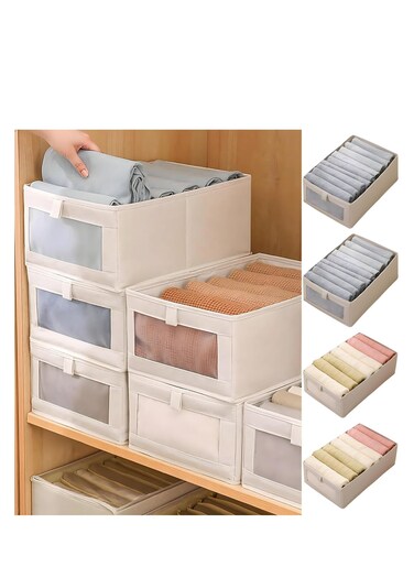 4-Piece Foldable OrganizerJeans Storage BoxWardrobe Clothes OrganizerVisible Linen Storage BoxDrawer Organizers For Clothing Washable Storage Box