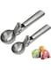 SHOWAY Solid Stainless Steel Ice Cream Scoop, 2 Packs of Stainless steel Ice Cream Spoon with Easy Trigger, Dipper for Fruits, Water Melon Scoop, LC-IC-004