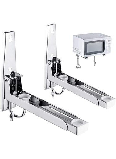 TERRIFI Microwave Shelf, Universal 304 Stainless Steel Oven Wall Mount Bracket Shelf Stretch Rack for Microwave Kitchen