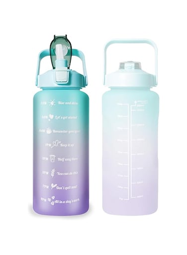 Water Bottle with Straws,2 Litre Water Bottle 2l,Large Half Gallon/64oz Air Up Bottle Leak Proof Free Water Jug,For Fitness,Gym And Outdoor Sports Motivational Water Bottle with Time Marker &amp; Straw