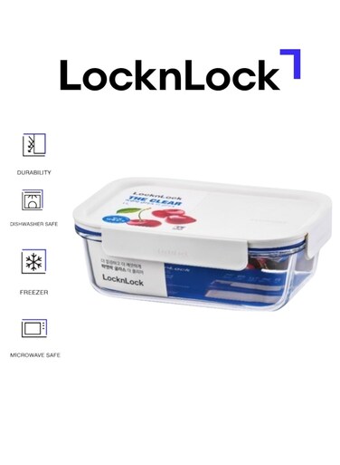 Clear Glass Rectangular 2L White - Durable, Airtight, Heat-Resistant Food Storage Container