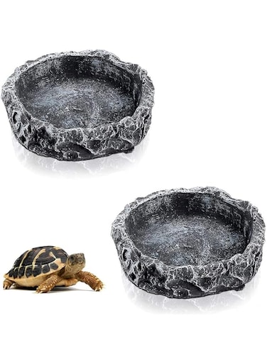 NALACAL Reptile Food Bowl, Reptile Pets Water Dish Worm Rock Bowl Feeder, Water Rock Dish, Rock Feeding, for Tortoise Leopard Gecko Lizard Spider Scorpion Chameleon Gecko