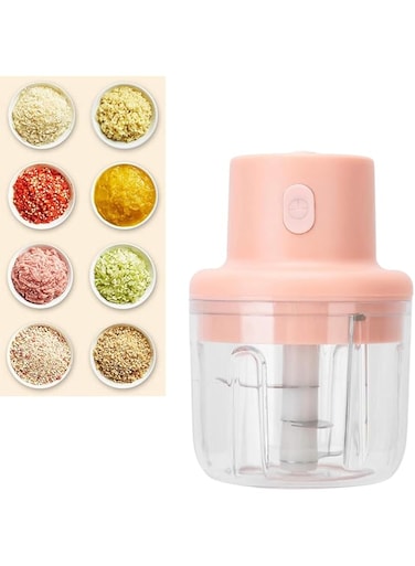 Mini Electric Food Chopper 250ml, USB Rechargeable, Portable Food Processor for Garlic, Onion, Vegetables, Fruits, Meat, Herbs, Easy Clean, Waterproof Wireless Blender for Mincing, Mixing, Pureeing
