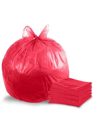 (Pack of 100 Bags) Garbage Bag Red 80x110cm 30 Micron Heavy Duty Oxo Biodegradable Plastic Bag Large Trash Bags Dustbin Bags Waste Bag Office Bag Strong And Durable Bin Bag Garbage Bag Large