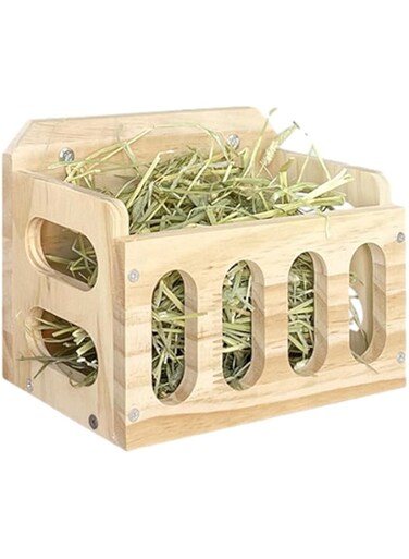 Rabbit Hay Feeder - Wood Hay Rack for Guinea Pigs,Wood Rabbit Hay Feeder Guinea Hay Rack Wooden Hay Holder for Small Pets (A)