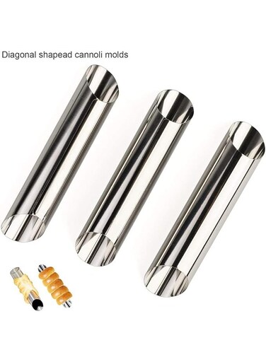 Stainless Steel Cannoli Tube Set &acirc;&euro;&ldquo; 3 Pcs Non-Stick Molds for Pastry, Cream Rolls &amp; Desserts