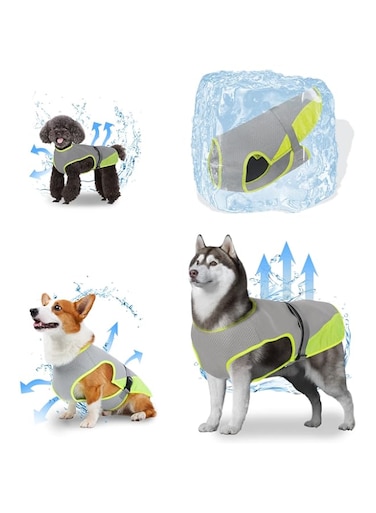 oUUoNNo Dog Cooling Vest,Cooling Vest for Dogs,Dog Cooling Jacket,Pet Cooling Vest,Breathable Mesh Ice Vest Adjustable Straps Cool Vest for Small Medium and Large Dogs (X-Large, Grey)