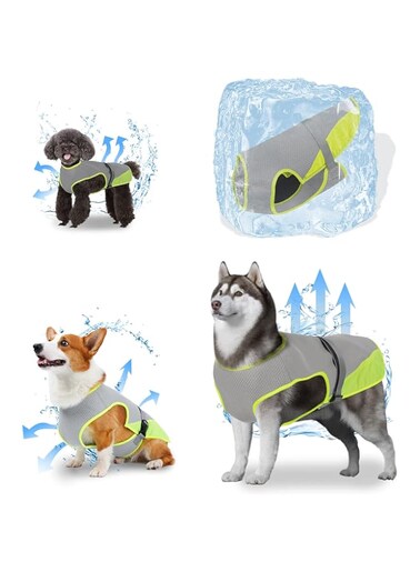 oUUoNNo Dog Cooling Vest,Cooling Vest for Dogs,Dog Cooling Jacket,Pet Cooling Vest,Breathable Mesh Ice Vest Adjustable Straps Cool Vest for Small Medium and Large Dogs (X-Large, Grey)