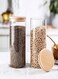 Glass Food Storage Jars, Air Tight Kitchen Food Storage Container Set With Natural Bamboo Lids For Candy Cookie Rice Sugar Flour Pasta Nuts,1200 Ml 2Pcs Set