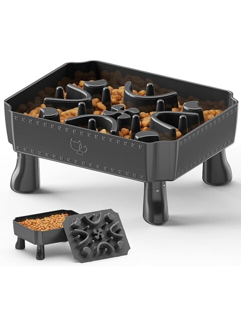 FC22 Slow Feeder Dog Bowls, 2-6 Cups Large Dog Slow Feeding Food Bowl, 2-in-1 Elevated Interactive Dog Puzzle Feeder, Anti-Chocking Slow Eating Dog Dishes Pet Slow Feeder for Medium &amp; Large Dogs