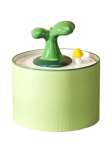 TSJB Cat Water Fountain, Ceramic Pet Drinking Fountain, Scratch Resistant Easy To Clean, Cute Sapling Shape Quiet Cat Water Dispenser, 2 Sizes green-1.0L