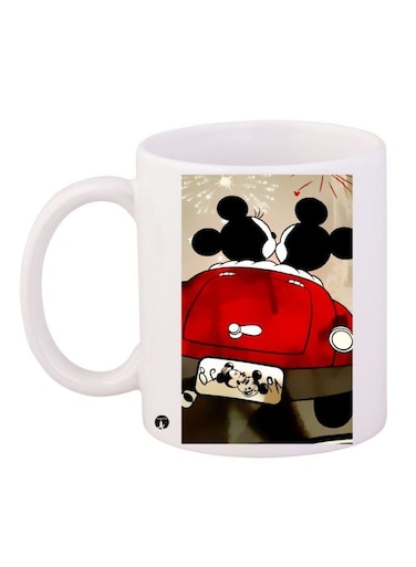 Mickey And Minnie Mouse Printed Coffee Mug White/Red/Black