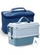 ANVELO 1400ml 2 Layer Stainless Steel Lunch Box - Durable, Leakproof &amp; Anti-Skid for Kids &amp; Adults, Office, School, Travel- Keeps Food Safe, Healthy, and Warm, Lunch Bag Included (Blue - 13x11.5x27cm)