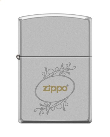 Zippo AE400423 205 Elegant Oval With Zippo Satin Chrome Windproof Lighter