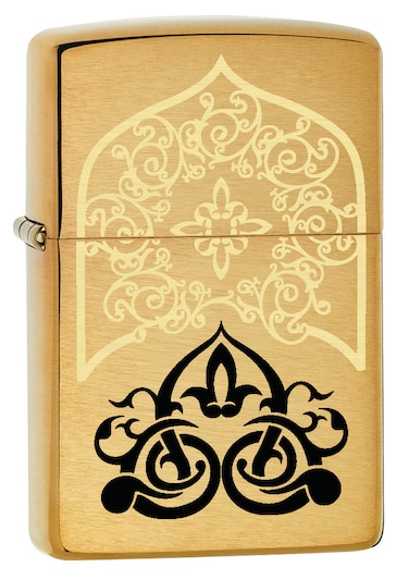 Zippo CI018782 204B Arabic Floral Pattern Brushed Brass Windproof Lighter