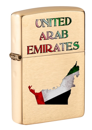 Zippo CI014326 204B UAE Map Brushed Brass Windproof Lighter