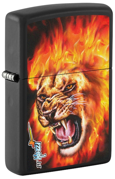 Zippo CI001279 218 Mazzi Flame Lion Black Matte Windproof Lighter